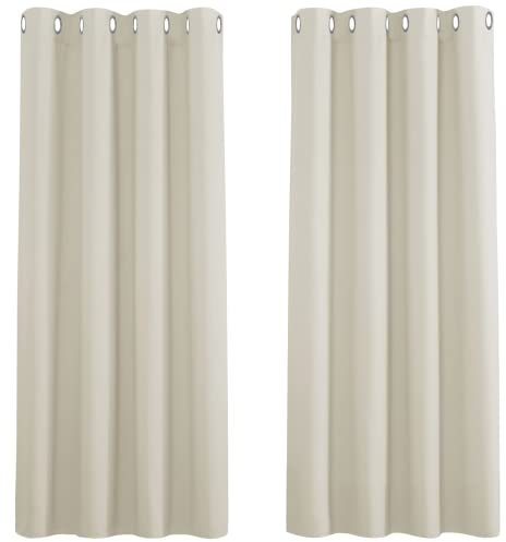PONY DANCE Vorhang Hitzeschutz & Wärmeisolierend Ösenvorhang Blickdicht 2er Set H 137 x B 117 cm Verdunklungsgardine für Wohnzimmer Thermal Curtains for, Hellbeige