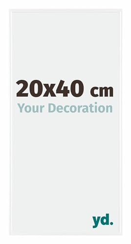 Your Decoration - Bilderrahmen 20x40 cm - Weiß Hochglanz - Bilderrahmen aus Kunststoff mit Acrylglas - Antireflex - 20x40 Rahmen - Evry