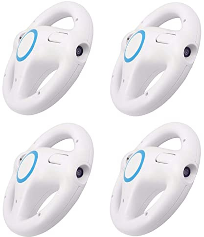 Link-e : 4 X Volante compatibile con il gamepad Wiimote della console Nintendo Wii/Wii-U (Bianco)