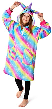 TANNESS Kinder-Kapuzenpullover mit Einhorn-Motiv, mit 2 großen Taschen, bequeme Kapuzendecke mit Regenbogen-Design, Kinder-Kapuzenpullover, Sweatshirt für Winter und Weihnachten, V3, 188