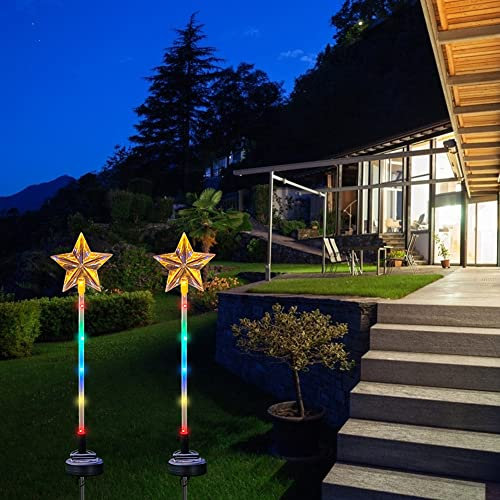 Solarleuchten Garten Außen, Solarlampe Garten Solarleuchten Außen LED Garten Leuchtstäbe Stern Solar Weihnachtslichter LED Solarleuchten Wasserdicht für Garten, Hof,Balkon,Auffahrt,Weg (2 Stück)