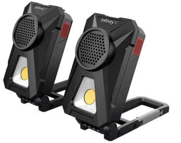 Infinity X1 Lot de 2 lampes de travail LED rechargeables avec haut-parleur Bluetooth