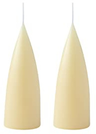 Kunstindustrien® Cone Shaped Candles, Made in Denmark, 43 Colours Available, Dripless & Smokeless Pillar Candles, Candles Long Burning 15h, Unscented Candle Gift Set, 2pcs. 6.5 x 16cm (Pastel Yellow)
