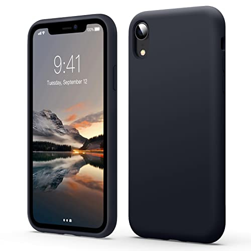 Flyzoo Flüssige Silikon Case Kompatibel mit iPhone XR Hülle (6,1), Kratzfest & Anti-fingerabdruck Handyhülle mit Rundumschutz: 4-Schicht Schutzhülle, Erhöhter Rand für Bildschirm & Kamera, Schwarz