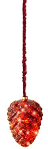 Lumineo Red LED Christmas Pine Cone Rope Light 15 Micro LEDs in 15cm Mirrored Pine Cone