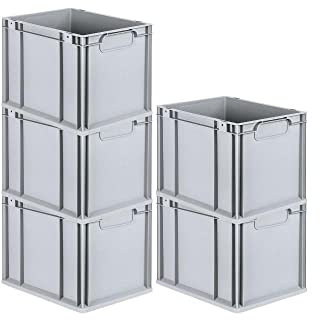 PROREGAL SuperSparSet 5x Eurobox NextGen Economy | Griffe geschlossen |HxBxT 32x30x40cm | 30 Liter | Eurobehälter, Transportbox, Transportbehälter, Stapelbehälter