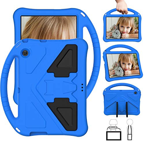 Funda de tableta para Huawei Mediapad T3 10 9.6 pulgadas amigable para niños cubierta ligera a prueba de golpes con mango soporte tableta azul