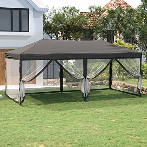 Partyzelt Faltbar mit Seitenwänden, Chusui Party Zelt, Pavillon, Faltpavillon, Garagenzelt, Gartenzelt, Anthrazit 3x6 m