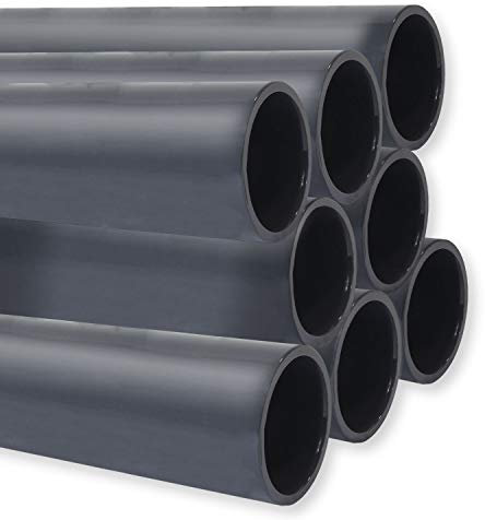 PVC Rohr PN10, Stange 1m x 50mm, PVC-U Druckrohr Fitting Kleberohr Muffe Pool Schwimmbecken, Menge: 8 Stück