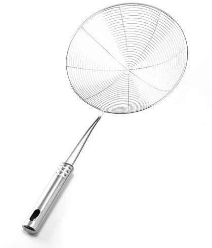 EdirFtra Sieb Skimmer Pfanne, Edelstahl Spinne Sieb Draht Skimmer Colander, Edelstahl Draht Skimmer Löffel, Küche Draht Netz Löffel mit Griff, 33cm
