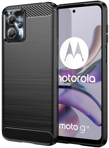 betterfon Carbon Handyhülle kompatibel mit Motorola Moto G13 / G23 | Smartphone Case aus TPU-Silikon | Schwarz