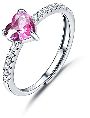 JeweBella Herz Ring Silber 925 für Damen Eleganter Zirkonia Ring Verstellbar Freundschaftsring Trauringe Verlobungsring Eheringe Promise Ring Schmuck Geschenk