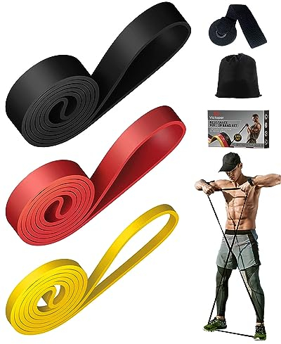 Victoper Resistance Bands(3 Pieces)Pull Up Bands Gym Bands Resistance for Exercise Strength Training Fitness Pilates Yoga Stretch Toning,Pull up Resistance Band Includ Door Anchor and Storage Bag