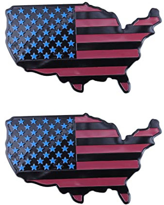 USA Flagge Karte Emblem Auto Aufkleber für Autos Karosserie LKW Wand Styling (Schwarz Rot)