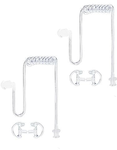 HYSHIKRA Replacment Covert Acoustic Air Coil Audio Tube with Earbuds Ear Molds Compatible for Motorola Baofeng Kenwood Walkie Talkie Transparent Air Tube Earpiece Headset, 2 Pack (Transparent, Medium)
