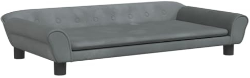 vidaXL Kindersofa, Couch für Kinder, Kindercouch mit runden Kanten, Kindersessel Minisofa Polstersofa Kindermöbel Sofa Kinderzimmer, Dunkelgrau Samt