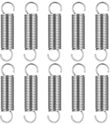 Extension Spring, 10 Pcs Tension Springs, Extended Compressed Springs, Dual Hook Heavy Duty Stainless Steel Replacement Spring for Tents, Awnings, Trampoline-2.95X0.66X0.07inch