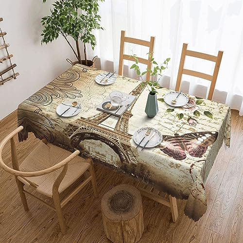 AdaNti Rechteckige Tischdecke, Motiv: Paris Eiffelturm, weich, waschbar, dekorative Tischdecke für Esstisch, Teetisch