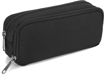 Gunwon 1 Pcs Black Stationery Pencil Case Bag,Large Pencil Cases Durable Shell Big Capacity Zip Compartment Case Holder,Big Capacity Storage Pencil Bag Case for School College Office Stationery