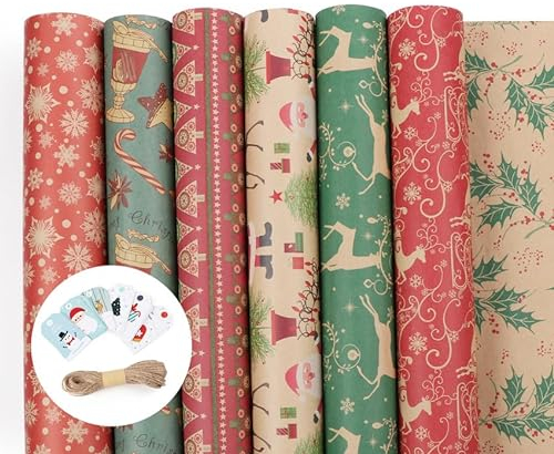 Geschenkpapier,12 Geschenkpapier Weihnachten,Geschenkpapier Rollefür Geschenkpapier Kinder&Geschenkpapier Mädchen&Geschenkpapier Hochzeit&Weihnachtspapier,ca.44x76cm,Bunt