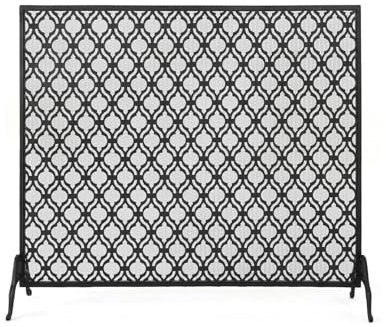 Protectora para Chimenea Single Panel Iron Fireplace Screen, Black Fireplace Screen, Fire Protection Fence Salvachispas