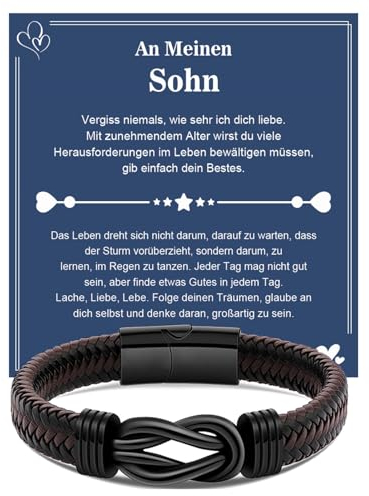 VGWON Geschenk für Männer, Herren Lederarmband, Geschenk für Paare Ehemann Freund Sohn Papa Opa, Geschenk für Weihnachten Valentinstag Vatertag Geburtstage 304