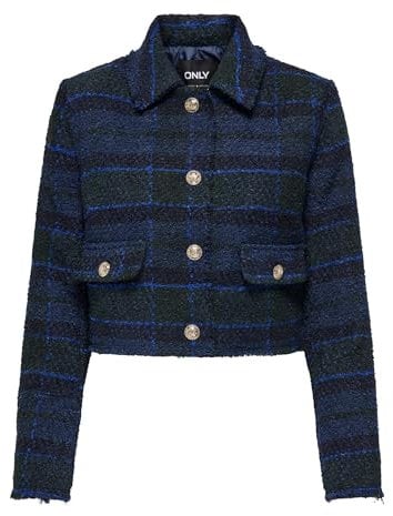 ONLY Damen ONLVALINKA Boucle Jacket OTW Mantel, Blau, M