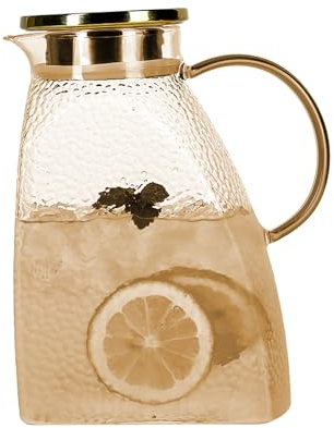 Amber 1500 ml carafe eau carafe en verre carafe d'eau pichet eau pichet en verre carafe eau verre carafe verre carafes cruche a eau carafe en verre avec couvercle Peut être chauffé et réfrigéré