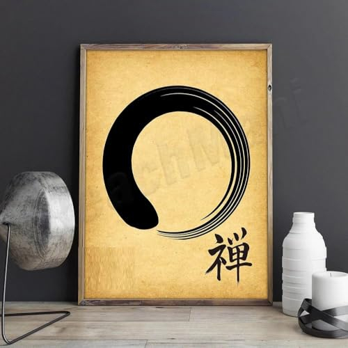 SHINERING Zen-Poster, Zen Enso Wabi-Sabi-Meditationsposter, Yoga-Studio-Dekor, Zen-Wandkunst, Buddhistisches Poster, Meditationskunst, A1 21Cmx30Cm Kein Rahmen