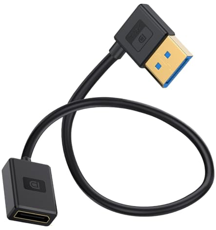 HUHANGGod Right Angle Displayport 1.4 Extension Cable, 90 Degree DP Male to Female Cable (8K/60Hz, 4k/144Hz), Short Display Port 32.4Gbps for Gaming Monitor, TV, PC, Laptop (Left)