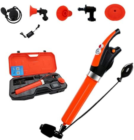 WJWWO Pistola elettrica a stantuffo per WC, sturalavandini Elettrico Portatile per Uso Domestico, Dispositivo Pneumatico per sbloccare vasche da Bagno, lavandini e scarichi a Pavimento