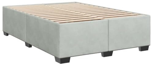 vidaXL Bettgestell, Bettrahmen mit Lattenrost, Polsterbett Bett für Schlafzimmer, Doppelbett Schlafzimmerbett, Hellgrau 140x200cm Samt