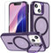 OWKEY Magnetisch für iPhone 13 Mini Hülle/iPhone 12 Mini Hülle mit Ständer,Durchscheinend Matt Schutzhülle mit Panzer Schutz Glas,Kompatibel mit MagSafe,Militär Fallschutz Stoßfest Handyhülle,Lila