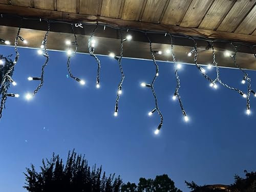 LEDZEIT- Profi Serie - LED Eisregen Lichterkette Außen, Blinkend, Icicle light, Verlängerungskette ohne Netzkabel, 3m x 0.5m, Kaltweiß, Erweiterbar bis zu 288m, für Weihnachten, Gebäude, Geschäfte