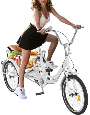 KAPIPALA triciciclo adulto 20 pollici pieghevole bicicletta triciclo per adulti anziani donne uomini bicicletta da carico 3 ruote con carrello della spesa