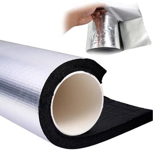 95cm Isolation Tuyaux Chauffage, Épaisseur 20mm/30mm, Tubes D'isolation en Mousse, Gaine Isolante Climatisation, Tube de Mousse D'aluminium(TK 30mm/1.2,ID 48 mm/1.9)