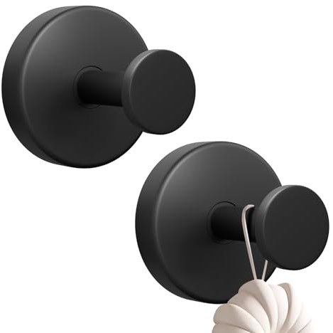 YUNISS 2 Pezzi Ganci a Ventosa, Portata 5 KG, Acciaio Inox Gancio Accappatoio Doccia, Senza Foratura Gancio Ventosa Bagno, Riutilizzabile, per Cucina, Servizi Igienici, Cucina, Ufficio -Nero