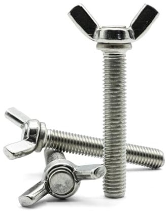 Hippo Hardware M6 (6mm X 50mm) Butterfly Wing Thumb Screws Bolts A2 Stainless Steel (Pack of 5)
