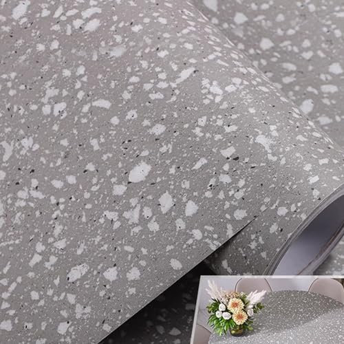 WJYWX Industrial Style Wallpaper, Beige Grau Zement Beton Kontakt Papier Selbstklebend Abnehmbar Vinyl Tapete Rolle Küche Bad Studio Peel Stick(Persian Gray terrazzo)