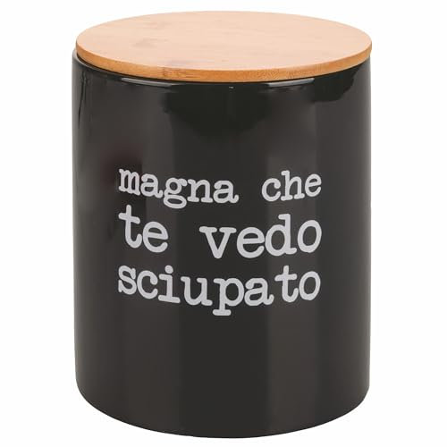 Villa d'Este Home Tivoli 1996 Biscottiera 2 L in ceramica, coperchio in bambù, S.P.Q.eRe