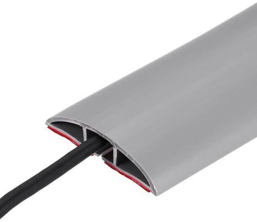 sourcing map Cache-cordon de sol de 1,8 m, cache-câble pour gestion de câbles au sol, protège les câbles contre les trébuchements, 1,2 cm l x 0,6 cm H, gris