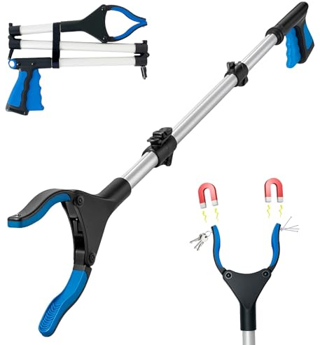 91cm/36” Litter Picker Grabber Stick with Magnetic Head, Ergonomic Handle & 360° Rotation, Folding Design for Easy Storage – Grabbers for Disabled & Adults (48 Inch)