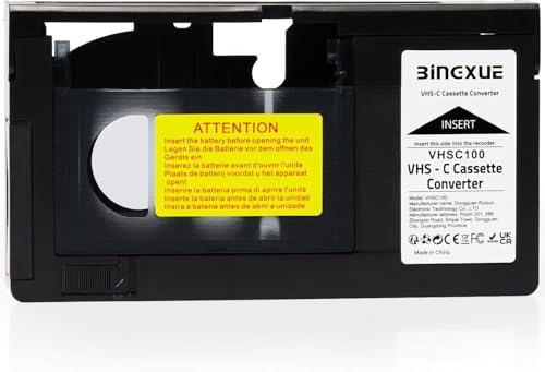 Bingxue Adattatore per cassette VHS-C, compatibile con SVHS VHS-C a VHS, VHSC da 12 mm, ideale per lettore videoregistratore, lettore di cassette video e conversione da VHS a digitale