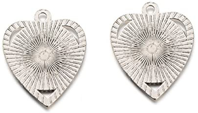 YOSADIER 2er Pack Pack DIY Retro Schmuckanhänger Zubehör Herzform Rund Antik Silber Glasplättchen Set für Kreative Schmuckherstellung und Bastelprojekte