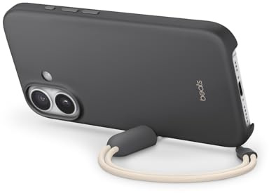 Beats iPhone 17 Kickstand Case mit MagSafe und Kamerasteuerung, integrierter Ständer und Trageschlaufe, Matte Außenseite mit Innenfutter aus Mikrofaser – Granitgrau