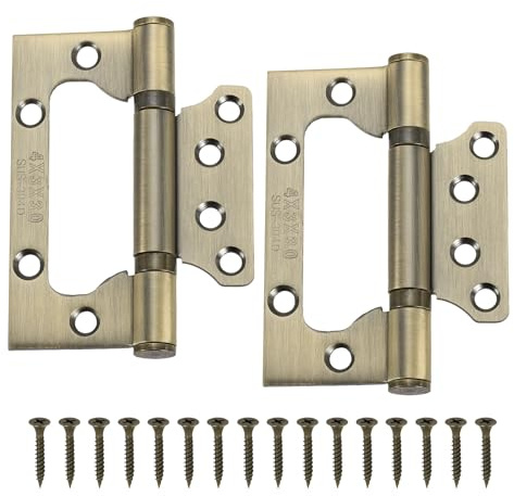 PATIKIL 4x3 Inch Non-Mortise Door Hinges, 2 Pcs Non-Mortise Stainless Steel No Noise Door Hinges with Screw for Cabinet Furniture Wardrobe, Bronze (0.5)