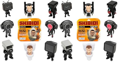 SKIBIDI TOILET Mystery Figures, Collectible Figures, Officially Licensed Toilet Merch, One supplied at random, STYLES MAY VARY, Black (Pack of 2)