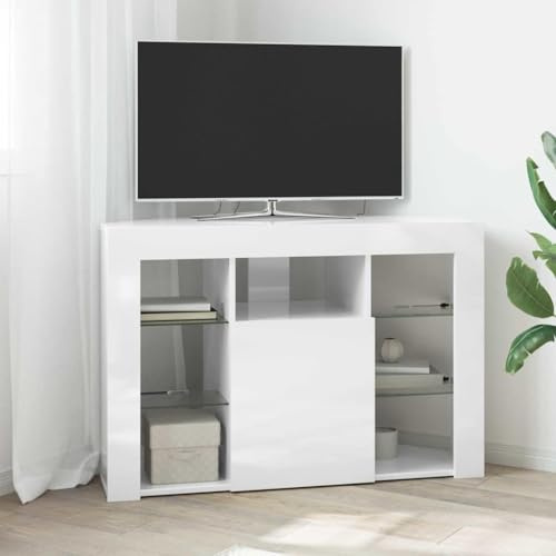 Genérico Mobile TV LED Angolare Bianco ad Alto Lucido 104 x 40 x 68 cm,Bianco,27.83kg,889789