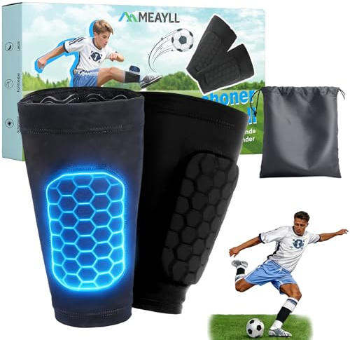 Schienbeinschoner Fussball Herren & Damen Integrierte Mini Pro Schienbeinschoner Skifahren Ski Klein, Atmungsaktiv, rutschfest, Stoßfest Shin Pads Fußballspiele- Inkl. Aufbewahrungsbeutel