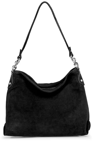 Caspar Elegante Wildleder Handtasche Damen Leder Schultertasche Umhängetasche aus hochwertigem Veloursleder - PREMIUM LINE - Modell No.864 - Made in Italy